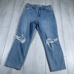 Abercrombie & Fitch Women's 29/8s Curve Love The Mom High Rise Light Blue Jeans